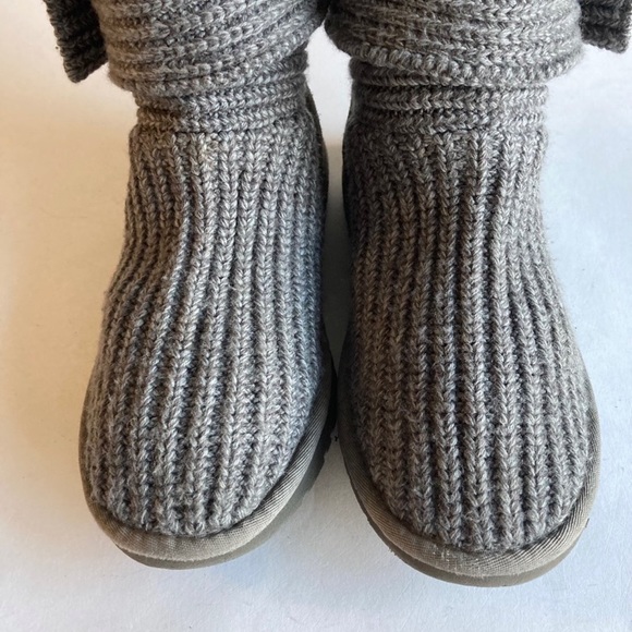 UGG Grey Wool Knitted Sheepskin Leather Knitted Boots size 6 - Picture 5 of 14